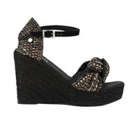 LA VALETA - Sandali con zeppa Donna Frida Nero - Cotone Intrecciato Artigianale e iuta naturale - La Valletta - TESSILE, Nero , 39 EU