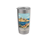 La Valletta Malta Mediterranean Harbor Travel Design Bicchiere termico in acciaio inox doppia parete