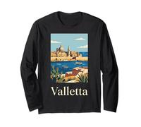 La Valletta Malta Mediterranean Harbor Travel Design Maglia a Manica