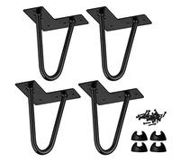 La Vane - Gambe da tavolo da 15 cm, 4 pezzi, moderne gambe per mobili in metallo resistente, con protezioni per gambe e viti per tavolino da caffè, panca per TV, divano da 10 mm, colore: nero