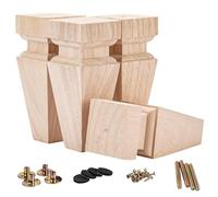 La Vane Piedini per mobili in legno massello 15 cm (4 pezzi), non verniciati e non finiti, gambe da tavolo fai da te per divano, letto, armadio, gambe in legno intagliato di ricambio