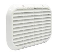 La Ventilazione ASR2215B Griglia Antisfondamento con rete antinsetti da Sovrapporre. Dimensioni 220x150 mm. Alluminio verniciato bianco