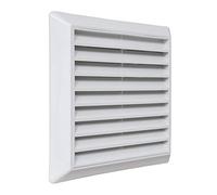 La Ventilazione C19100RB Griglia di ventilazione da Sovrapporre in ABS, Bianco, con Alette fisse e rete antinsetti. Dimensioni 185x185 mm