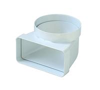 La Ventilazione CGV126B - Curva di collegamento D/100 a 120x60 mm per Aerazione Canalizzata Cappa Cucina da Tubo Tondo a Rettangolare e Viceversa, In Pvc Colore Bianco