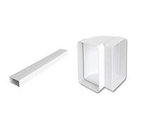 La Ventilazione CT1126B Tubo per Aerazione Canalizzata Rettangolare in PVC, 120x60 mm & Ventilazione CCV126B Curva Verticale in ABS per Tubo Rettangolare, 120x60 mm