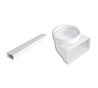 La Ventilazione CT1126B Tubo per Aerazione Canalizzata Rettangolare in PVC, 120x60 mm & Ventilazione CGV126B Curva Verticale in ABS da Tubo Tondo a Rettangolare, 100 mm - 120x60 mm