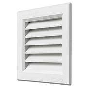 La Ventilazione GR1414B Griglia quadrata in plastica bianca da incasso con rete antinsetti, dimensioni 140x140 mm, 14 cm x 14 cm x 1,5 cm
