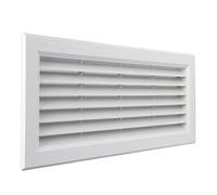 La Ventilazione P31R13B Griglia di Ventilazione rettangolare in Plastica bianca da incasso con rete antinsetti. Dimensioni 315x136 mm, bianco