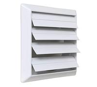 La Ventilazione S19126B Griglia di ventilazione da Sovrapporre in ABS, Bianco, con Alette fisse. Dimensioni 185x185 mm