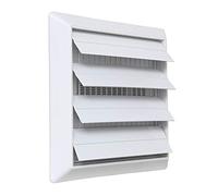 La Ventilazione S19126RB Griglia di ventilazione da Sovrapporre in ABS, Bianco, con Alette a gravità e rete antinsetti. Dimensioni 185x185 mm