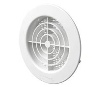 La Ventilazione TF10RB-Y TF10RB Griglia Tonda in Plastica da Incasso con rete antinsetti, Bianca, diametro 128 mm, fori ø 100 mm