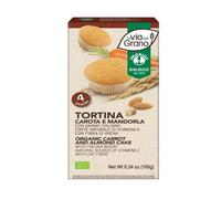 La Via Del Grano - Tortina alla Carota e Mandorle, 4 snack da 45 grammi