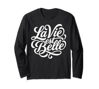 La Vie EST Belle Francese Vita Bella Script Maglia a Manica