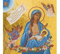 La Vierge Marie qui contemple Jésus endormi - Icône dorée à la feuille 11,8x11,8 cm - 698.63