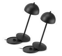 LA VILLE LUMIÈRE LVL Kit da 2 X EvaG Lampada da Tavolo Ricaricabile Senza Fili - Lampada LED Touch Dimmerabile da Interno/Esterno IP65 - Temp. Luce da 2200 a 3000K, Lunga Durata, Alluminio, Nero