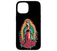 La Virgen di Guadalupe con Rose e Aura Dorata Custodia per iPhone 15