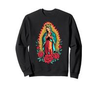 La Virgen di Guadalupe con Rose e Aura Dorata Felpa