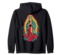 La Virgen di Guadalupe con Rose e Aura Dorata Felpa con Cappuccio