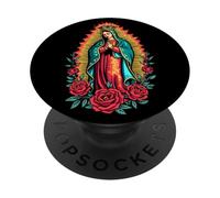 La Virgen di Guadalupe con Rose e Aura Dorata PopSockets PopGrip Adesivo