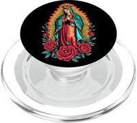 La Virgen di Guadalupe con Rose e Aura Dorata PopSockets PopGrip per MagSafe