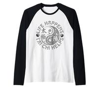 La Vita accade Tai Chi Aiuta Yin Yang Maglia con Maniche Raglan