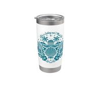 La vita chiama e devo andare a Coastal Beach Seashell Bicchiere termico in acciaio inox doppia parete