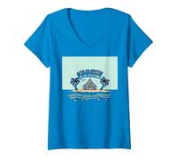 La Vita è Breve Comprare Il Beach House Coastal Dream Maglietta con Collo a V, Donna, Zaffiro, L