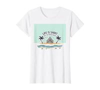 La Vita è Breve Comprare Il Beach House Coastal Dream Maglietta, Donna, Bianco, 3XL
