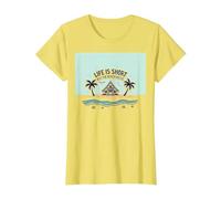 La Vita è Breve Comprare Il Beach House Coastal Dream Maglietta, Donna, Limone, 3XL