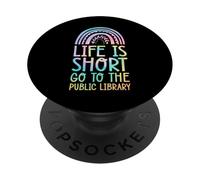La vita è breve Vai alla biblioteca pubblica Bohemian Rainbow Boho PopSockets PopGrip Adesivo