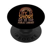 La vita è breve Vai alla biblioteca pubblica Bohemian Rainbow Boho PopSockets PopGrip Adesivo