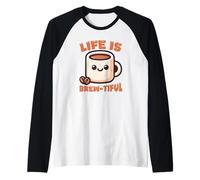 La Vita è Brewtiful Coffee Lover Pun Humor Maglia con Maniche Raglan