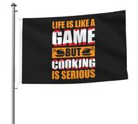 La Vita È Come Un Gioco, Ma Cucinare È Una Cosa Seria Garden Flag Resistente Alle Intemperie Bandiere Di Benvenuto Con 2 Occhielli Bandiere Da Giardino Per Esterni Fattoria Interni 90X150 Cm