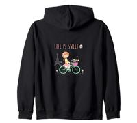 La Vita è Dolce, Carina Ragazza parigina Bicicletta Francese Felpa con Cappuccio
