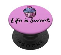 La vita è dolce cupcake carino panetteria opera d'arte PopSockets PopGrip Adesivo