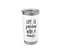 La vita è d'oro con un doodle Black Distressed Goldendoodle Bicchiere termico in acciaio inox doppia parete