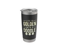 La vita è d'oro con un Doodle - Goldendoodle Bicchiere termico in acciaio inox doppia parete