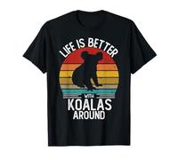 La Vita è Meglio con Koala Intorno Maglia Retro Koala Maglietta