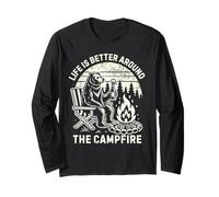 La Vita è Meglio Intorno al falò Campeggio all'aperto Camper Camper Maglia a Manica