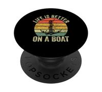La vita è meglio su un pontone in barca Capitano Flatboat PopSockets PopGrip Adesivo