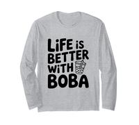 La Vita è Migliore con Boba Bubble Tea Lover Maglia a Manica