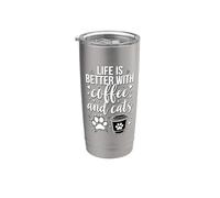 La vita è migliore con caffè e gatti Bicchiere termico in acciaio inox doppia parete