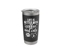 La vita è migliore con caffè e gatti Bicchiere termico in acciaio inox doppia parete