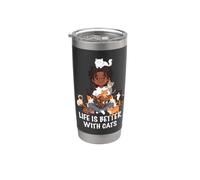 La vita è migliore con Cats Lover Man Boy Cat Dad Bicchiere termico in acciaio inox doppia parete
