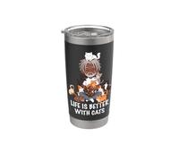 La vita è migliore con Cats Lover Man Boy Cat Dad Bicchiere termico in acciaio inox doppia parete