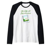 La Vita è Migliore con Gesù nel Quadro Fede Cristiana Maglia con Maniche Raglan