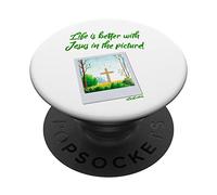 La vita è migliore con Gesù nel quadro Fede cristiana PopSockets PopGrip Adesivo