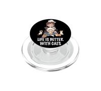 La vita è migliore con i gatti amante donna ragazza gatto mamma PopSockets PopGrip per MagSafe