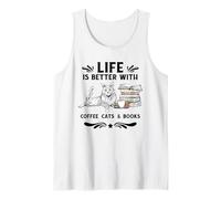 La Vita è Migliore con i Gatti del caffè e i Libri - Amante dei Gatti Canotta