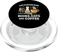 La vita è migliore con i libri, gatti, caffè, lettura, gatto, bibliotecario PopSockets PopGrip per MagSafe
